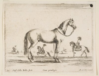 Ilustração 21: cavalo, de Various animals Diversi animali, 1641. de Stefano della Bella