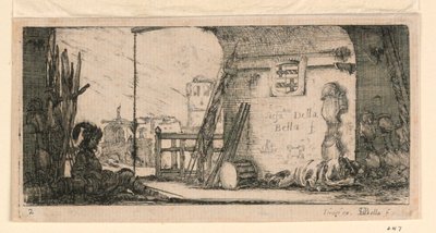 Placa 2, de "Designs of Some Troop Conduct, Cannons, and Attacks on Towns" de Stefano della Bella