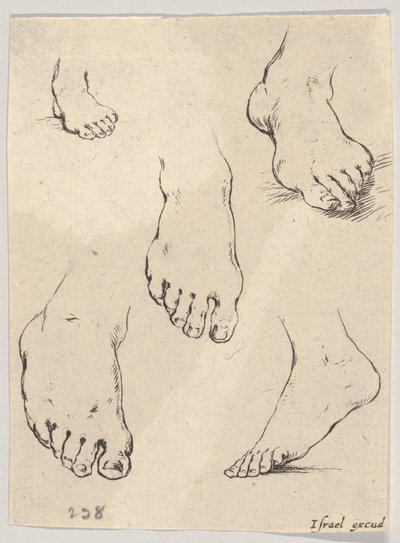 Ilustração 7: Cinco pés, do Livro para aprender a desenhar livre pour apprendre à dessi ..., ca. 1649 de Stefano della Bella