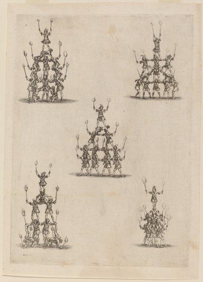 Pirâmides de Malabaristas, 1652. de Stefano della Bella