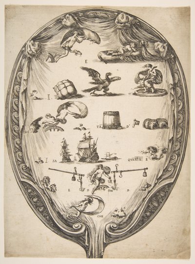 Tela com Rebus of Fortune, ca. 1639 de Stefano della Bella