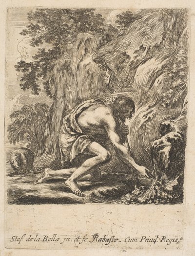 São João Batista Tirando Água de uma Fonte, ca. 1649 de Stefano della Bella