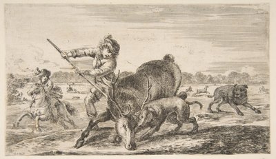 Veado na baía, de Animal hunts Hunts for Different Animals, ca. 1654 de Stefano della Bella