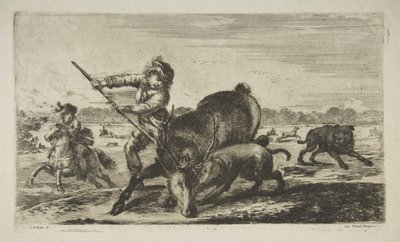 Veado na baía, de Animal hunts Hunts for Different Animals, ca. 1654 de Stefano della Bella