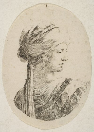 Sultana usando um turbante, de perfil à direita, de 
