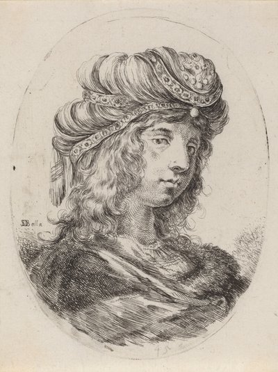 Sultaness em um turbante com faixas, virado à direita, 16491650. de Stefano della Bella