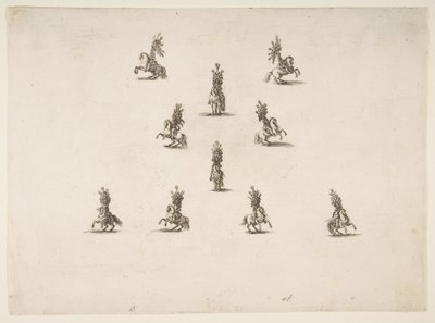 Dez Cavaliers, incluindo cinco formando um V, 1652. de Stefano della Bella