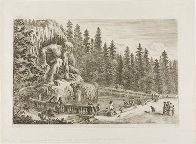 A estátua colossal dos Apeninos, de vistas de Villa di Pratolino de Stefano della Bella