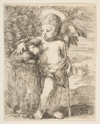 O infante São João Batista com seu Cordeiro, ca. 1649 de Stefano della Bella