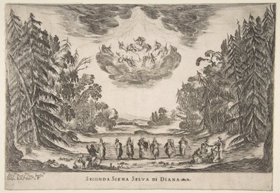 O Casamento dos Deuses: Segunda Cena, Diana, 1637. de Stefano della Bella