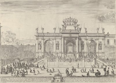 O altar do santo sacramento, à esquerda, o sacramento sob um dossel, carregado em p..., ca. 1648. de Stefano della Bella