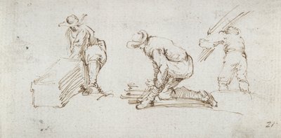 Estudos de três figuras de Stefano della Bella