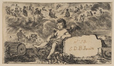 Página de rosto: Cupido, de Game of Mythology Jeu de la Mythologie, 1644. de Stefano della Bella