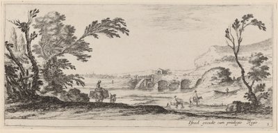 Viajantes vadeando um córrego de Stefano della Bella
