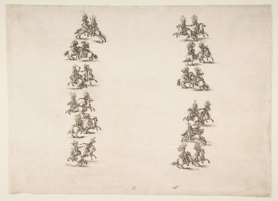 Vinte e quatro Cavaliers lutando em duas colunas, 1652. de Stefano della Bella