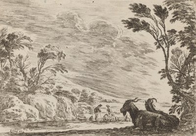 Duas cabras deitadas, 1642. de Stefano della Bella