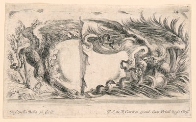 Duas Metades de Escudos, No. 14 de "Raccolta di varii cappriccii et nove inveni di cartelle et ornamenti" de Stefano della Bella