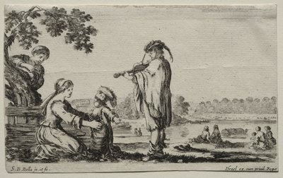 Várias figuras e paisagens: um violinista de Stefano della Bella