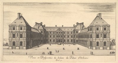 Vista e perspectiva do interior do Palais dOrleans, a partir de várias vistas do restante ..., 1649-51. de Stefano della Bella