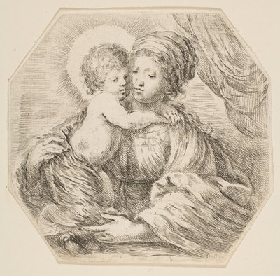 Virgin and Christ Child, uma composição octogonal, ca. 1649 de Stefano della Bella