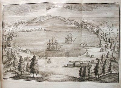 Vista do porto de Petropavlovsk, 1755 de Stepan Petrovich Krasheninnikov
