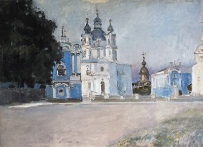 Le couvent Smolny a Saint Petersbourg (O convento de Smolny em São Petersburgo) - Peinture de Stepan Petrovich Yaremich (1869-1938/1939) - Huile sur toile, debut 20e, art russe, debut 20e siecle - State Hermitage, Saint Petersbourg de Stepan Yaremich