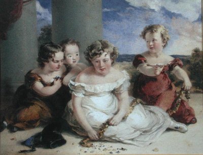 Crianças Fazendo uma Garland (aquarela sobre papel) de Stephan Poyntz Denning
