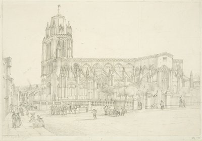 Vista Sul da Igreja de Santa Maria Redcliffe, c.1835 (lápis sobre papel) de Stephen C. Jones