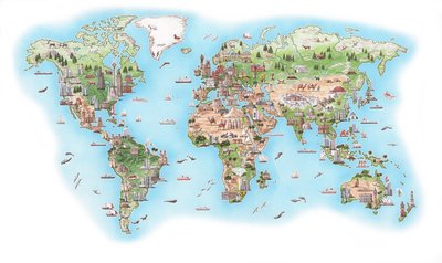 Atlas pictórico do mundo (desenhado em 1998) de Stephen Conlin
