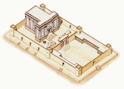 O Segundo Templo, Jerusalém, c.19BC-70AD (tinta e aguarela) de Stephen Conlin