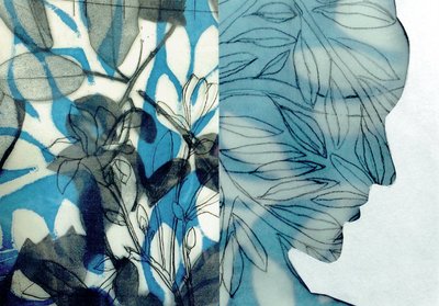 La Foret IX, 2017 (mono-impressão e colagem) de Stephen Dow