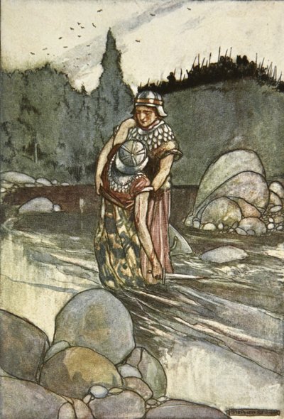 Ferdia cai pela Mão de Cuchulain, ilustração de 