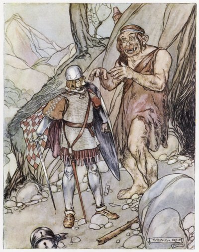 Ilustração para Siegfried, o Matador de Dragões (lito colorido) de Stephen Reid