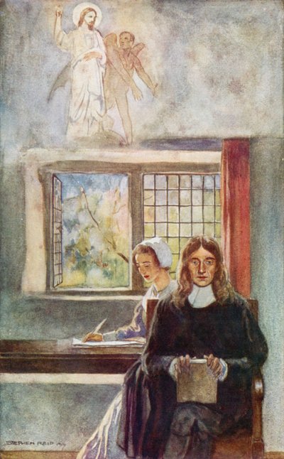 John Milton a ditar Paradise Lost to his daughter (cor litho) de Stephen Reid