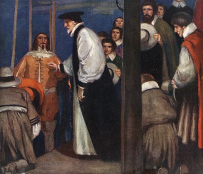 Laud Entering the Barge at Lambeth to go to the Tower (cor litho) de Stephen Reid