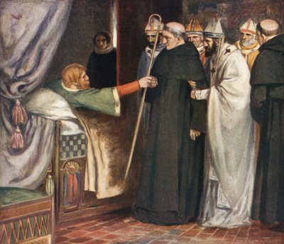 Santo Anselmo Recusando o Arcebispado (cor litho) de Stephen Reid