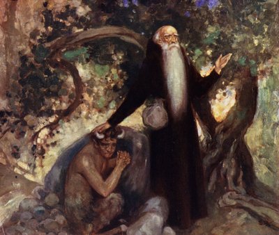 Santo António e o Satyr (cor litho) de Stephen Reid