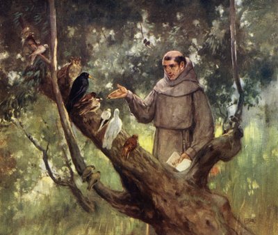 São Francisco pregando aos pássaros (lito a cores) de Stephen Reid
