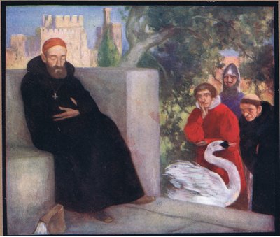 São Hugo de Lincoln e o cisne (lito colorido) de Stephen Reid