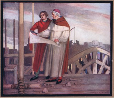 O edifício da Catedral de Winchester (cor litho) de Stephen Reid