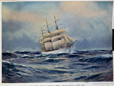 A Vela da Grã-Duquesa Elisabeth Watercolour por Willy Stower (1864-1931). 1909. Paris, Artes Decorativas de Willy Stoewer 