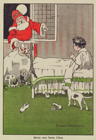 Bertie vê o Pai Natal, ilustração de livros de Stuart Barker