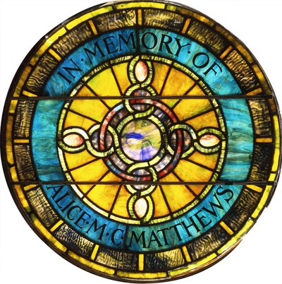 Uma janela circular de vidro com chumbo da Tiffany Studios (vidro com chumbo) de Studios Tiffany