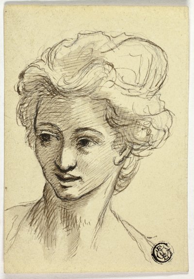 Cabeça de mulher, virando à esquerda de Style of Angelica Kauffmann