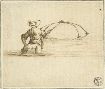 Pescador com rede de Style of Jacques Callot