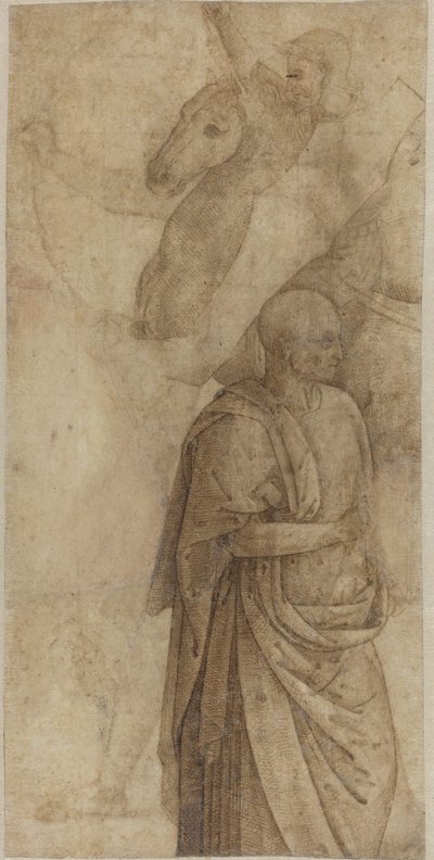 Cavaleiro e Homem Envolto em Pé, depois da Antiguidade [verso] de Style of Pietro Perugino