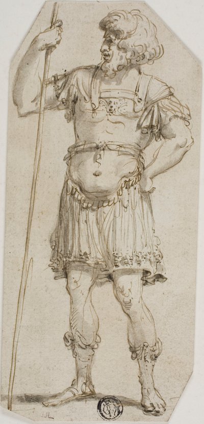 Guerreiro romano de pé segurando um bastão de Style of Raymond de Lafage