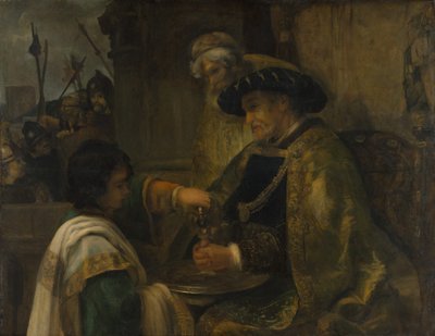 Pilatos lavando as mãos, provavelmente na década de 1660. de Style of Rembrandt