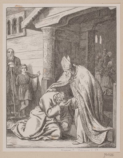 Dom Vilhelm recebe o penitente Svend Estridsen na porta da igreja de Södergren