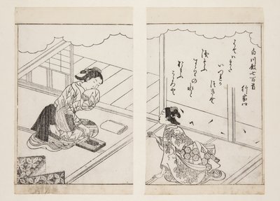 Yukiie (impressão em bloco de madeira a cores) de Sukenobu Nishikawa